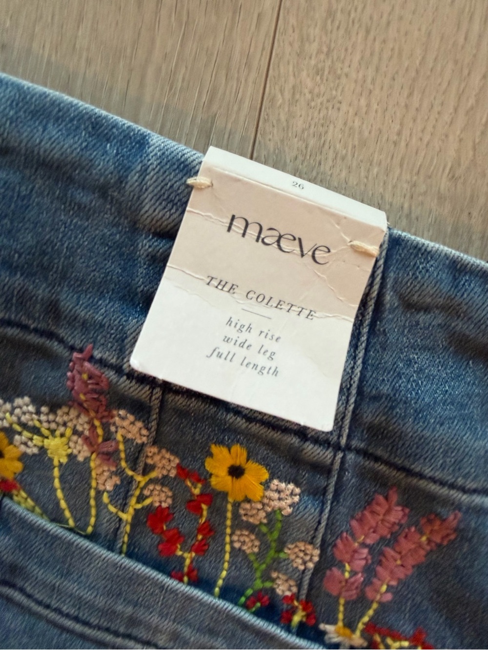 🌸DARLING Maeve Light Blue Denim Jeans with Multicolor Floral Embroidery - Picture 9 of 15